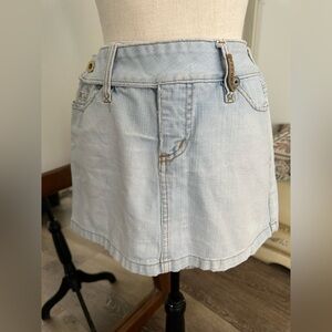 Cantao Light  Wash Denim Skirt Size 40 Mini Zip Closure